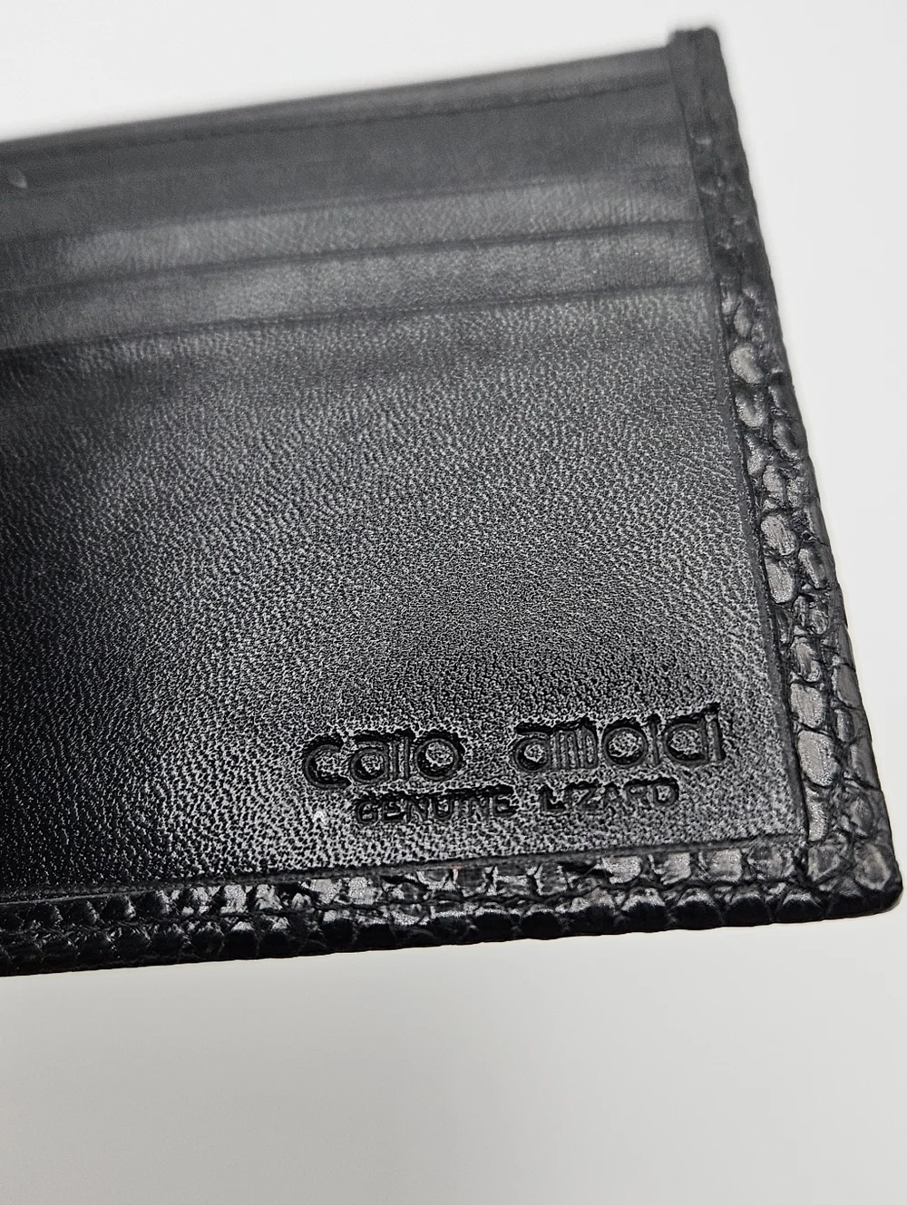 Carlo Amboldi black genuine lizard bifold wallet